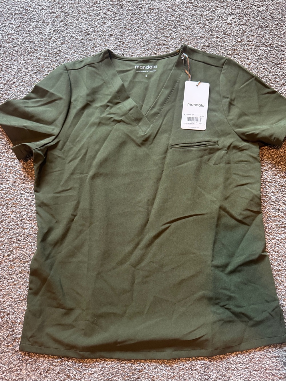 Mandala Women's V-Neck Short Sleeve Tee in Olive Green